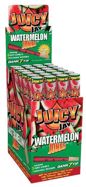 Juicy Jays Pre-Rolled Cones Watermelon Flavor - 24 Pack Display Box Front View