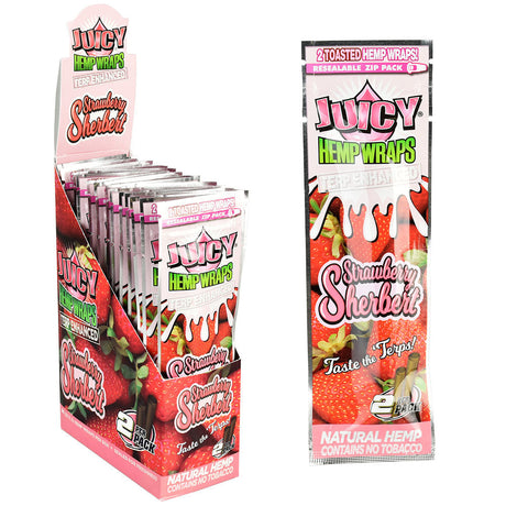 Juicy Terp Enhanced Hemp Wraps Strawberry Sherbert 2-pack in a 25pc display box