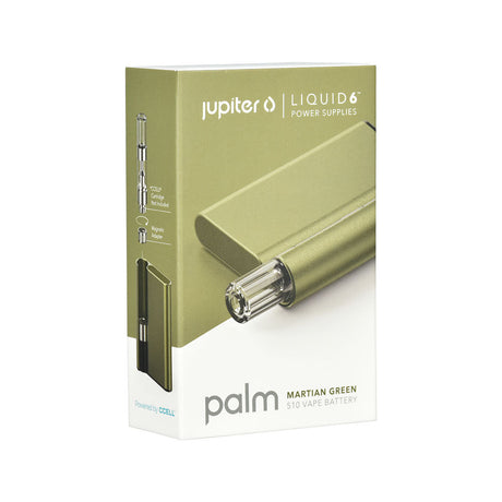 Jupiter Palm Cartridge Battery in Martian Green, 2" 500mAh, front view with packaging