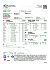 Just Delta 8 Cartridge Certificate of Analysis document on white background