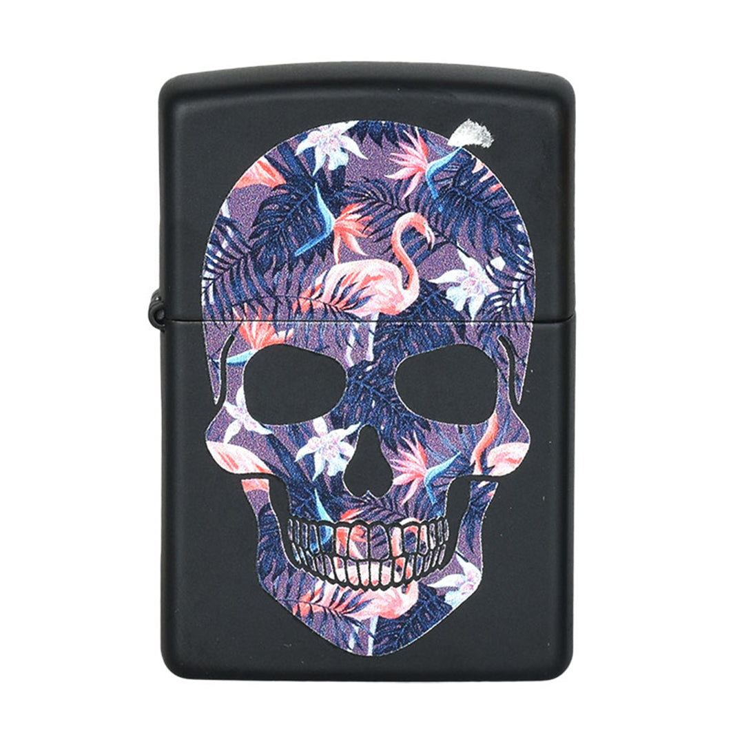 ThreadHeads Zippo Lighter with Colorful Skull Design - Front View