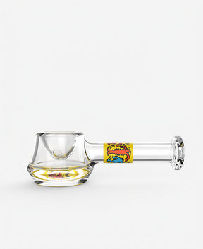 K.Haring Spoon Pipe - 4.5" Borosilicate Glass with Vibrant Artwork - Side View