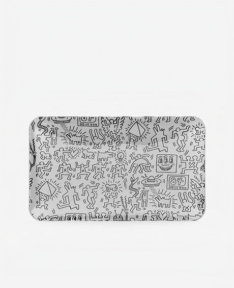 K.Haring Glass Collection Rolling Tray with Iconic Artwork - Front View