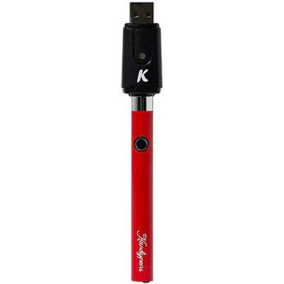 KandyPens 350mAh sleek red battery front view, portable vape pen accessory with USB charger