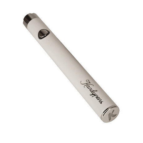 KandyPens 350mAh sleek silver battery, compact design, perfect for on-the-go vaping, angled view