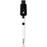 KandyPens 350mAh sleek white battery, front view, portable design with USB charger