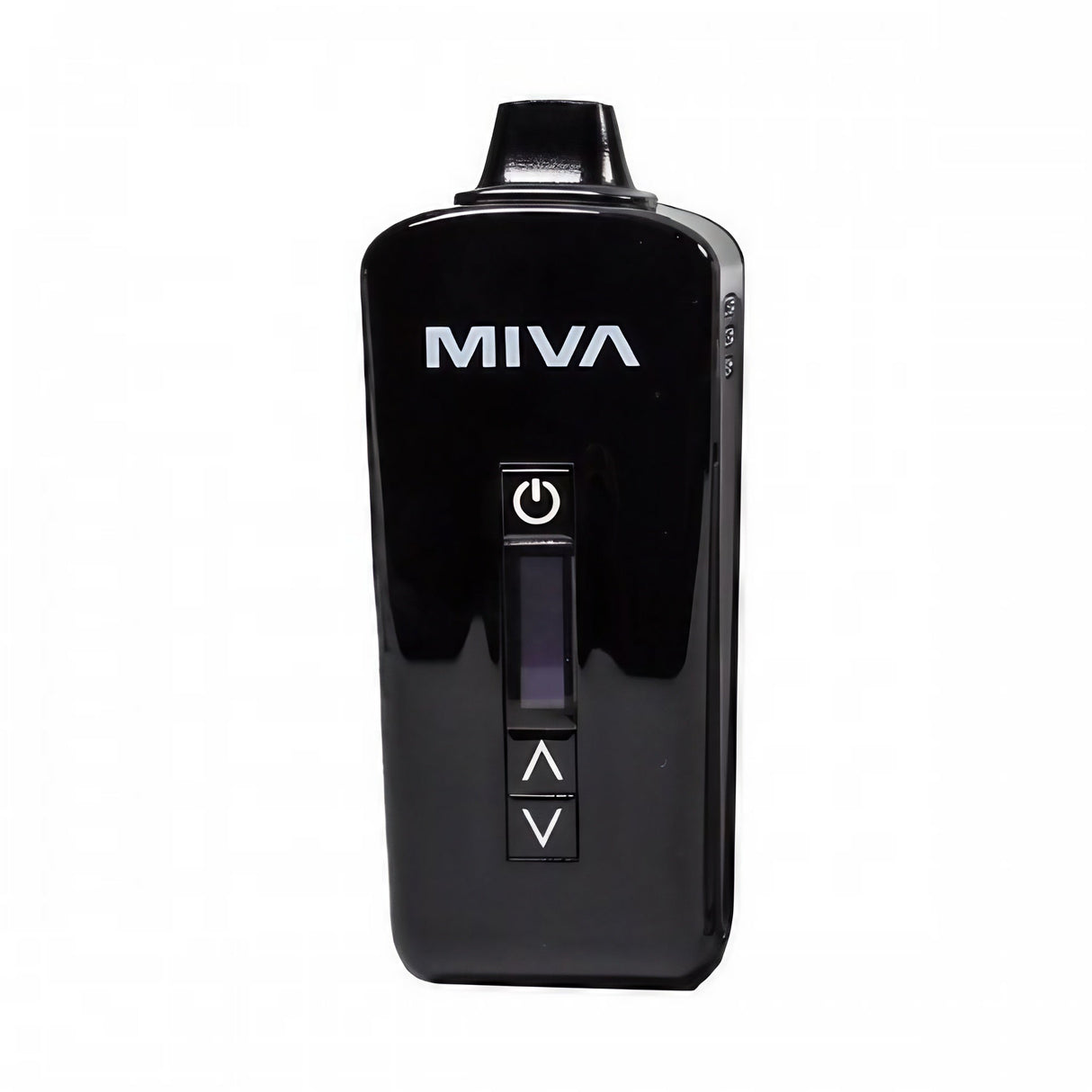 KandyPens MIVA 2 Vaporizer in Black - Front View with OLED Display and Control Buttons