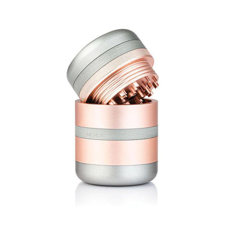 Kannastor GR8TR V2 Grinder with Solid Body, Rose Gold and Silver, Front View