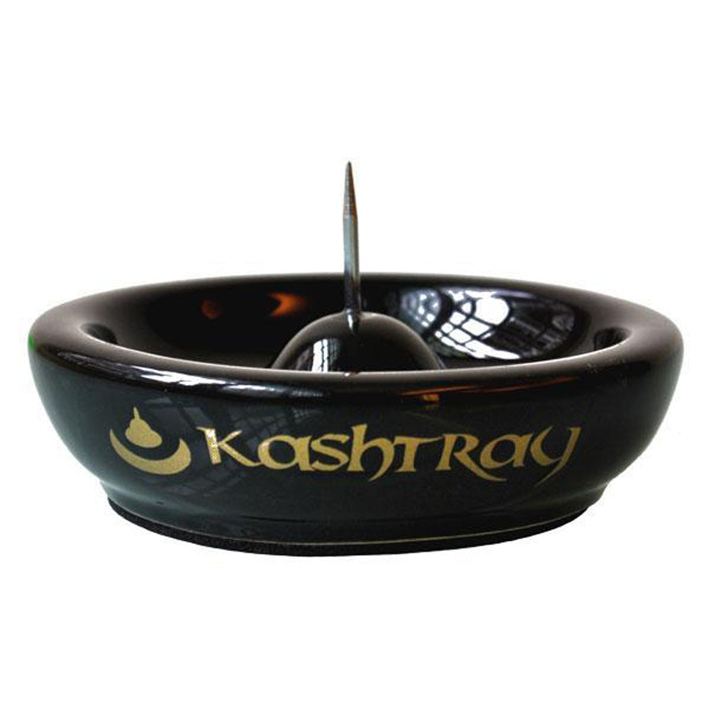 Kashtray Original Black Ceramic Ashtray with Cleaning Spike for Pipes - 4.5" Diameter