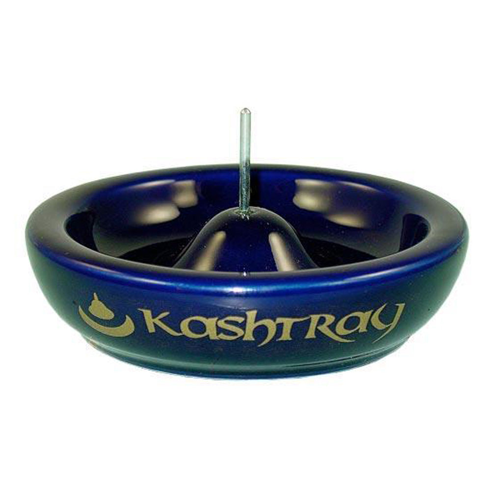 Kashtray Original Black Ceramic Ashtray with Cleaning Spike for Pipes - Front View