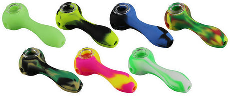Assorted Kazili Silicone Hand Pipes - 4.5" Spoon Design, Easy to Clean