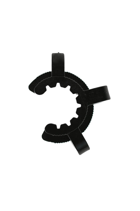 Thick Ass Glass Keck Clip in 18MM size, black color, front view on a seamless white background