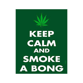 Green and white 'Keep Calm and Smoke a Bong' vinyl sticker, size 4" x 5", novelty gift item