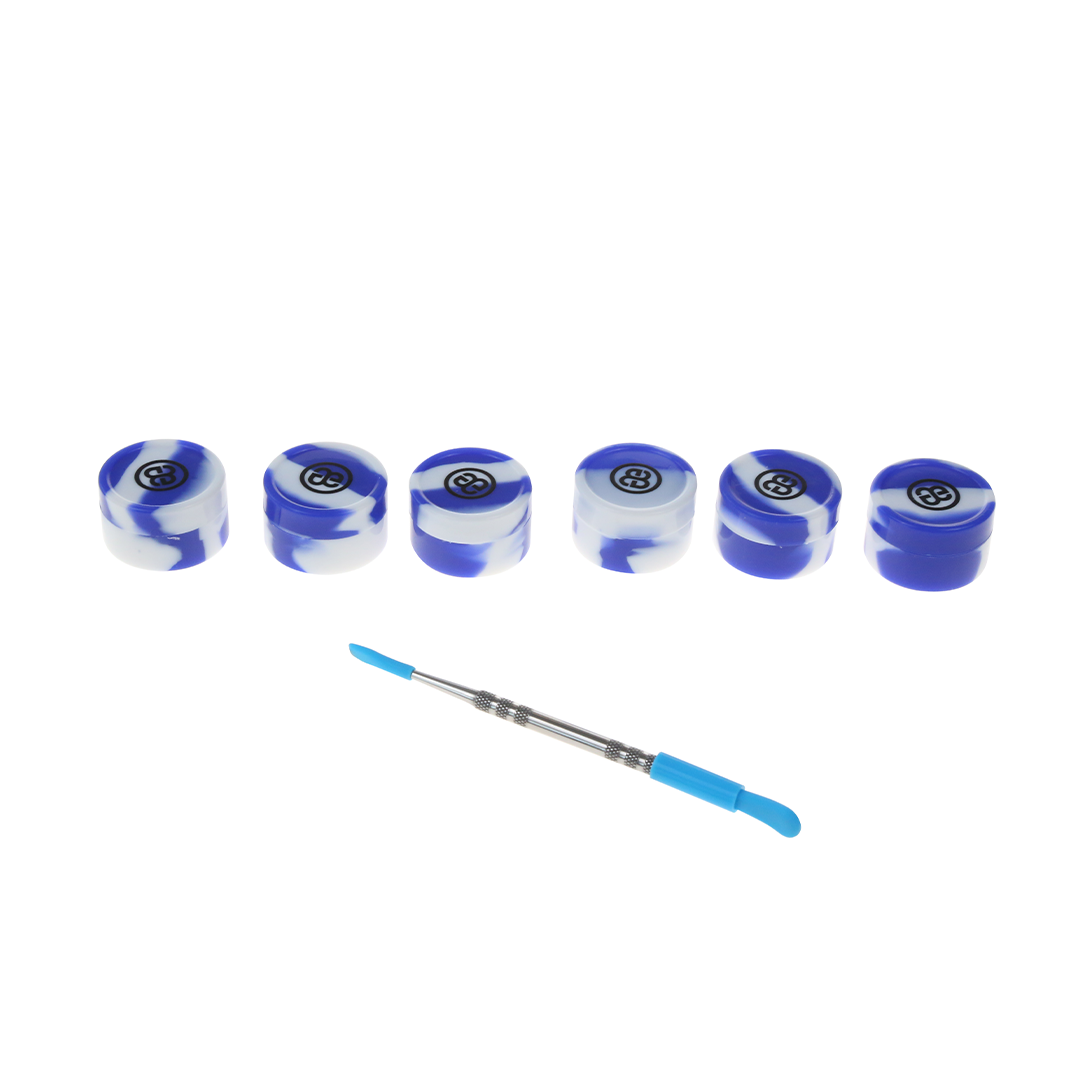 Blue Blood Dab Pucks and Dabber Tool Set - Top View on White Background