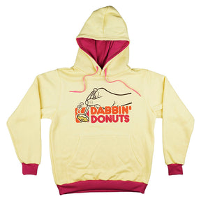 Kill Your Culture Dabbin' Donuts Hoodie in yellow with pink accents, front view on white background
