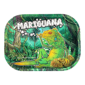 Kill Your Culture 'Mariguana' Metal Rolling Tray with Iguana Graphic, 7" x 5.5"