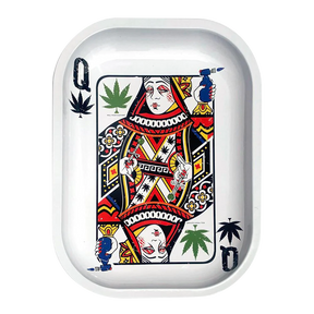 Kill Your Culture Queen of Concentrates Metal Rolling Tray with Cannabis Motif - Top View