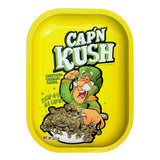 Kill Your Culture Cap N' Kush Rolling Tray in vibrant yellow with cartoon graphic, ideal for organizing rolling accessories.