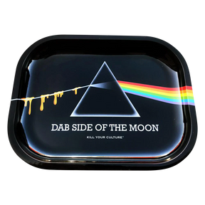 Kill Your Culture metal rolling tray with Dab Side Of The Moon design, compact 7" x 5.5" size
