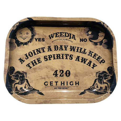 Kill Your Culture Weedja Board Rolling Tray, Small Metal, Front View, Mystical Ouija Design