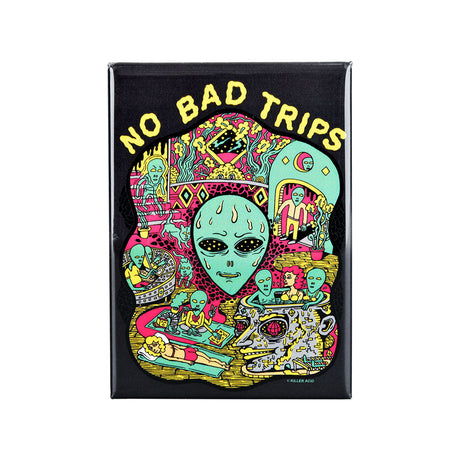Killer Acid 'No Bad Trips' colorful magnet with psychedelic design, front view, 2.5" x 3.5" size