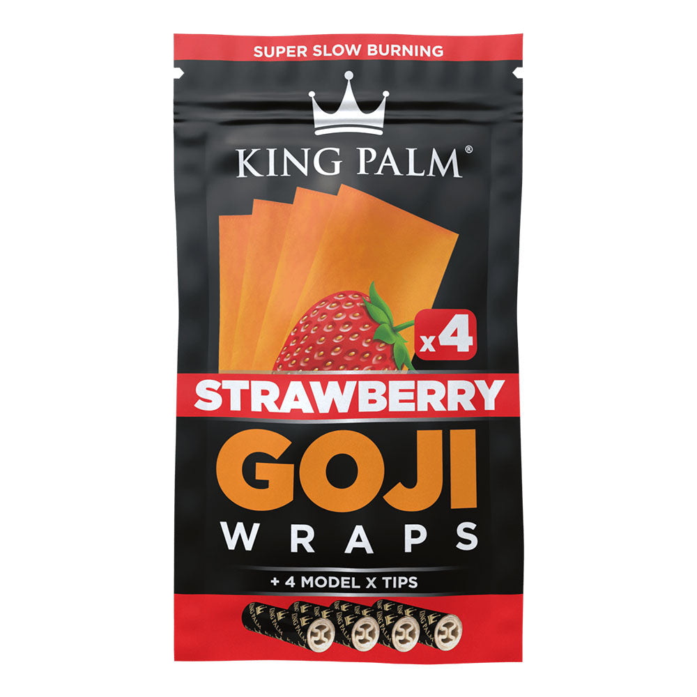 King Palm Strawberry Goji Wraps with Filter Tips, 4 Pack Display Front View