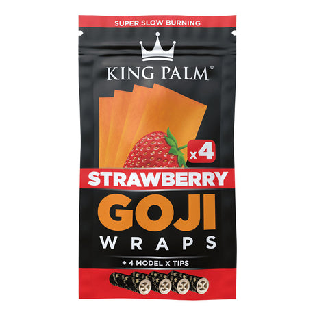 King Palm Strawberry Goji Wraps with Filter Tips, 4 Pack Display Front View