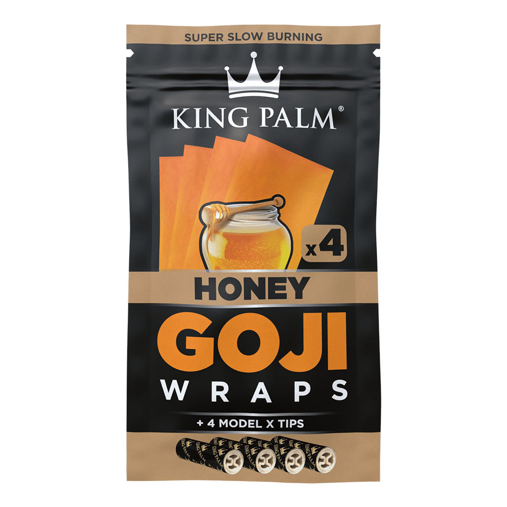 King Palm Goji Wraps & Filter Tips pack, super slow burning, 4 wraps and tips, front view