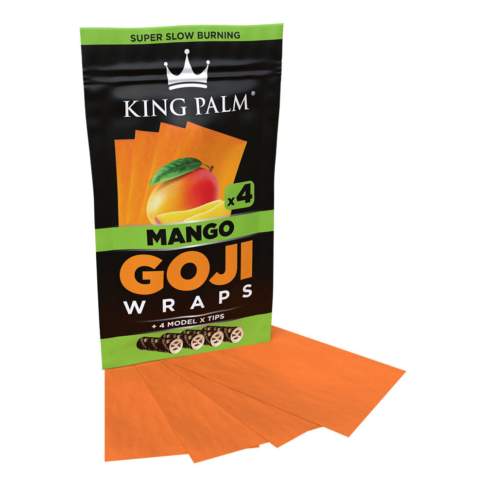 King Palm Goji Wraps with Filter Tips, 4-Pack Display, Mango Flavor, Super Slow Burning