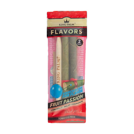King Palm Fruit Passion Flavor Blunt Wraps, 20 Pack, Front View on Striped Background