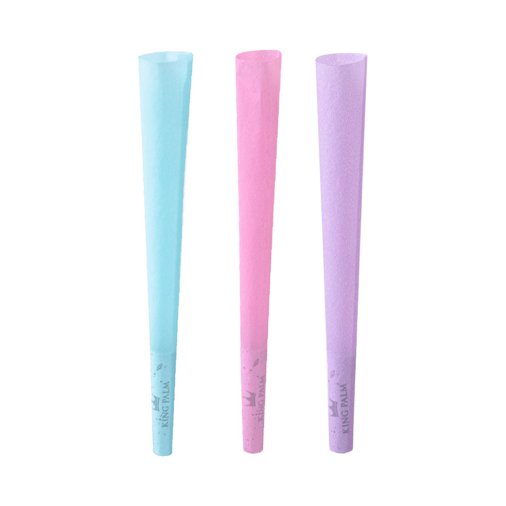 King Palm SkyWalker Pre-Rolled Cones in Blue, Pink, Purple - King Size 3-Pack