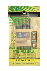 King Palm Slim Pre-Roll Wraps 15 Pack, front view on white background, tobacco-free with humidity control