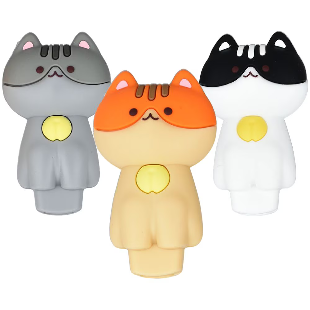 Kitty Cat Silicone Hand Pipe | 3.25" | Assorted Colors | 3ct Bundle