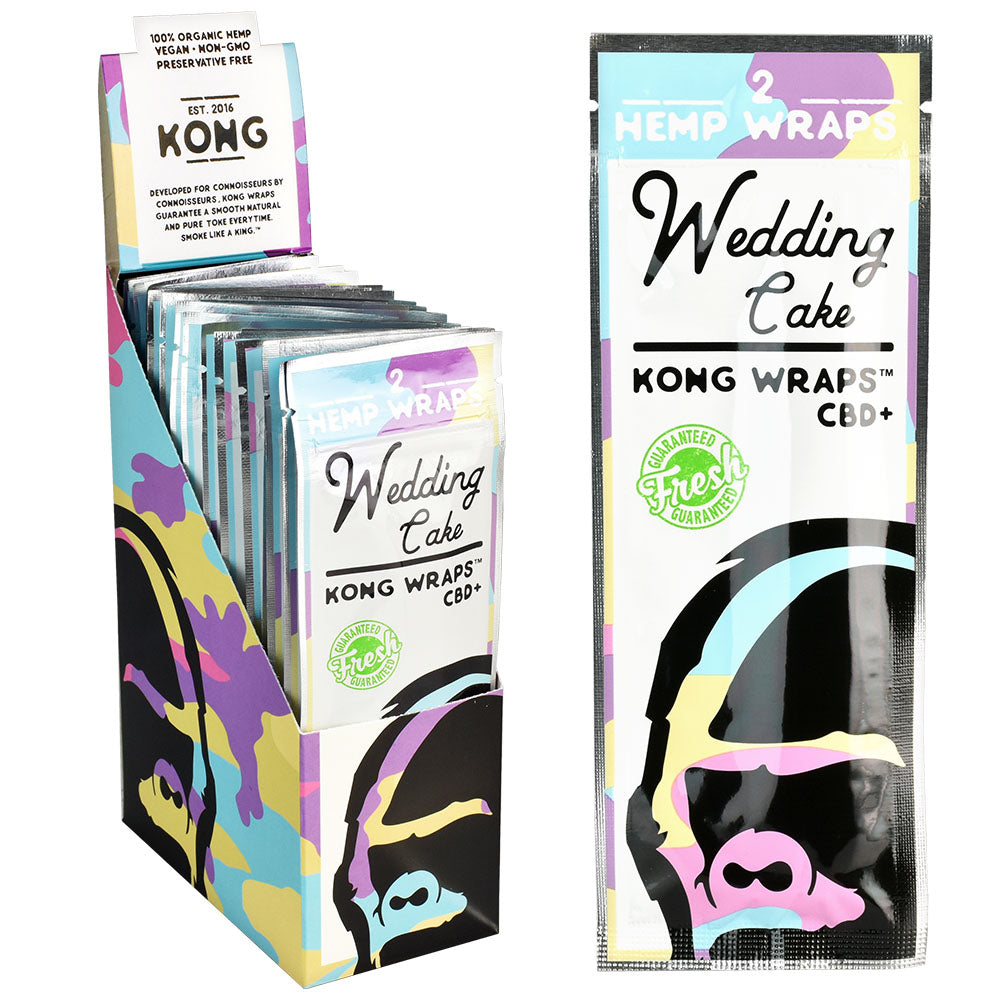 Kong Organic Hemp Wraps 2-Pack, Wedding Cake Flavor, 25pc Display Box Front View