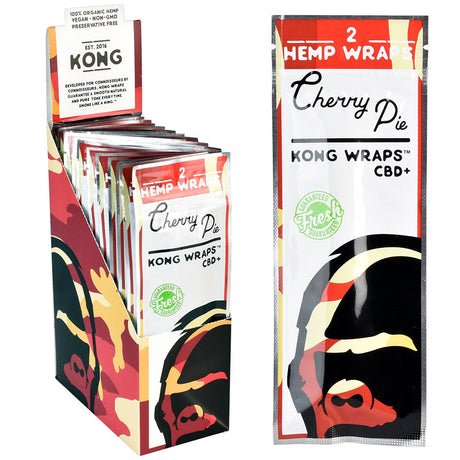 Kong Organic Hemp Wraps Cherry Pie 2-Pack, Front View with Display Box