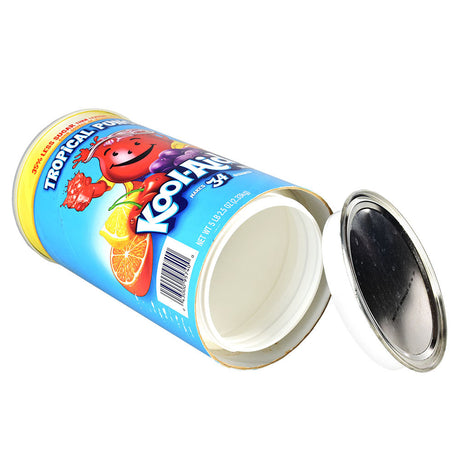 Kool-Aid Drink Mix Diversion Stash Safe XL, 82.5oz Can with Open Lid, Side View