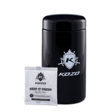 Kozo black UV glass storage jar in the 1 oz size with an airtight lid, front view on a plain white background