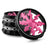 Kozo Lightning 2.5 inch grinder with a black body and pink lightning design, clear window lid tilted open
