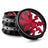 Kozo Lightning 2.5 inch grinder with a black body and red lightning design, clear window lid tilted open