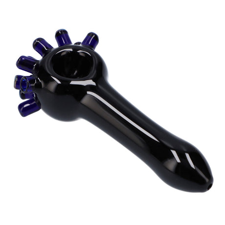 Kraken Spoon Pipe by Valiant Distribution, Black with Teal Accents, 3.5" Compact Borosilicate Glass