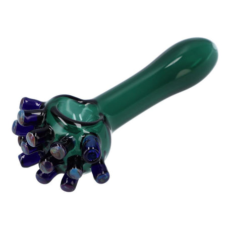 Kraken Spoon Pipe by Valiant Distribution, Teal Borosilicate Glass, Portable 3.5" Side View