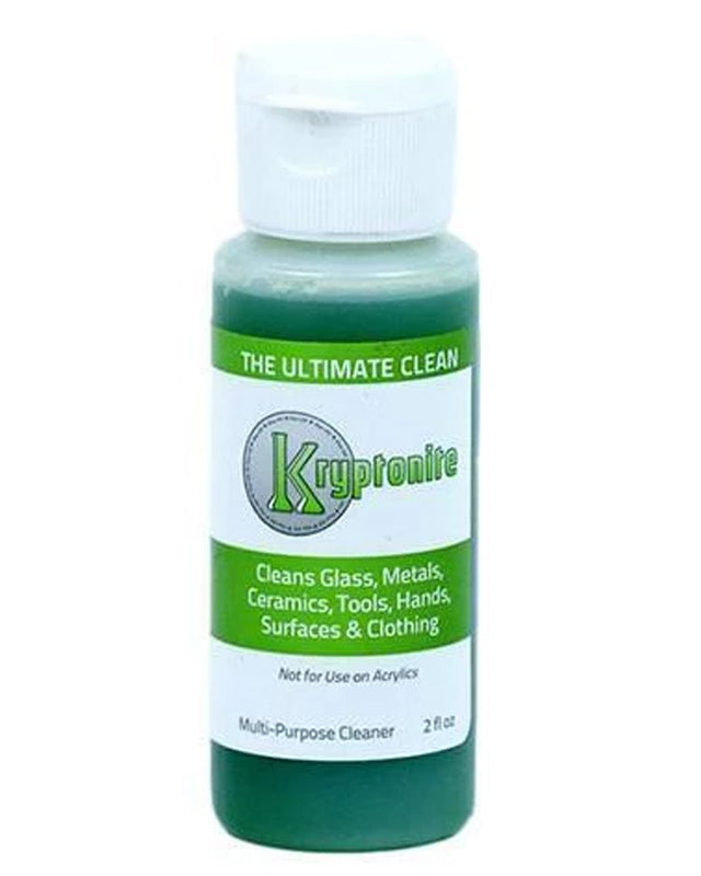 Kryptonite Cleaner 2oz bottle front view, versatile cleaning solution for glass and metals