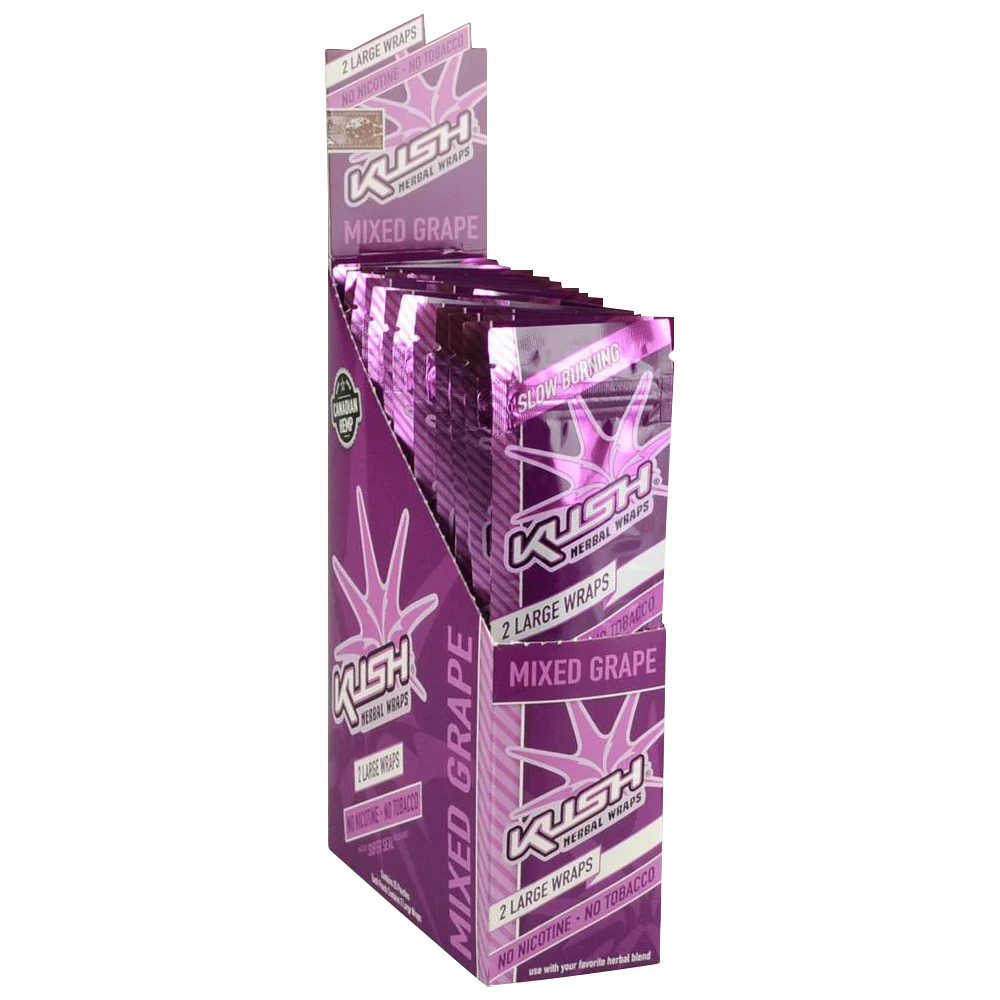 Kush Canadian Hemp Wraps Mixed Grape Flavor, 25 Pack Front View on White