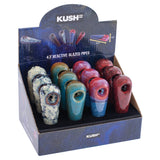 Kush RX Mini Reactive Glazed Ceramic Hand Pipes | 4.25" | Assorted Colors | 12ct Display