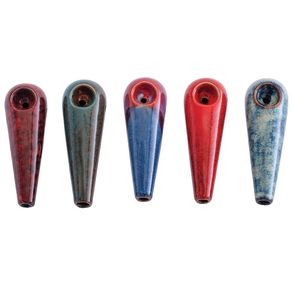 Kush RX Mini Reactive Glazed Ceramic Hand Pipes | 4.25" | Assorted Colors | 12ct Display