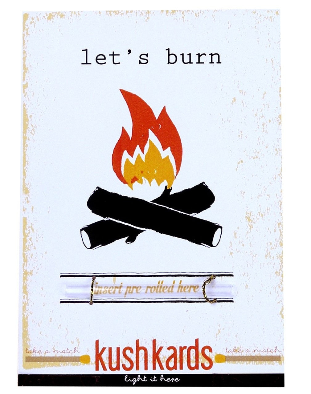 KushCard Greeting Card 'Let's Burn' with match striker - Fun Novelty Gift for Dry Herbs
