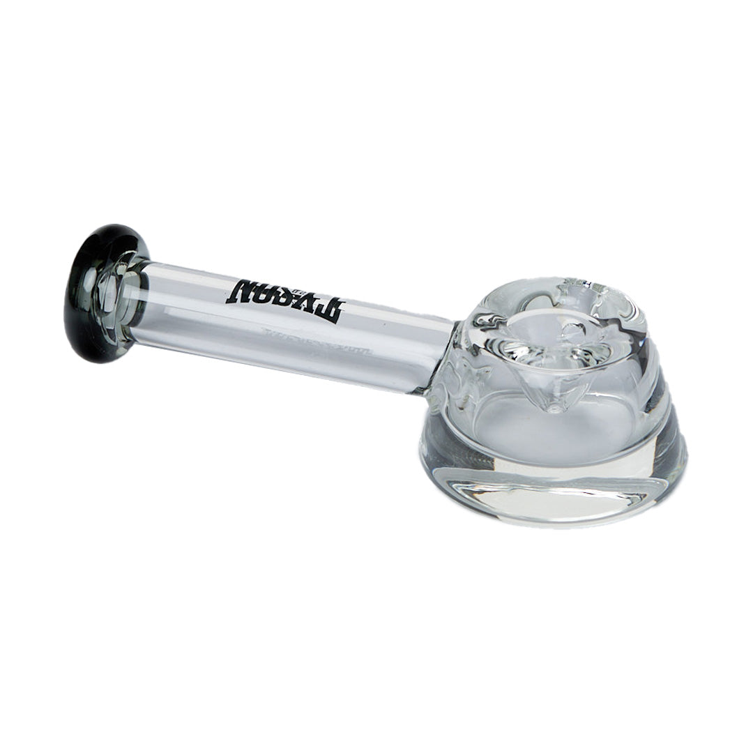 Tyson Dynamite Hand Pipe - Clear Borosilicate Glass with Side Carb - Side View