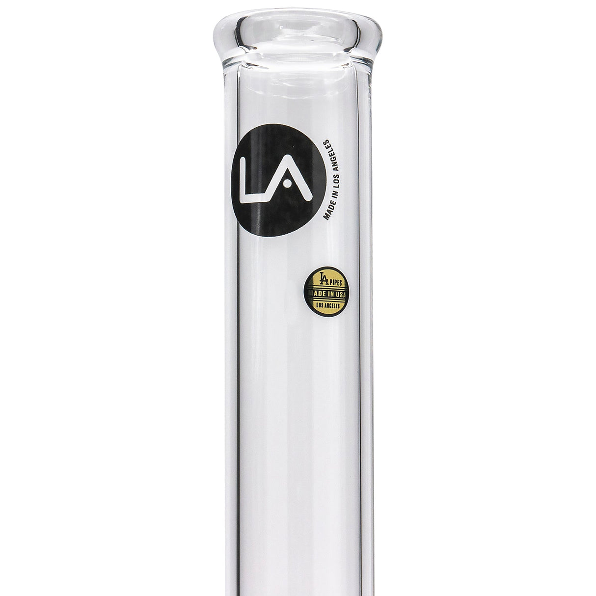 LA Pipes 12" Classic Beaker Bong in Borosilicate Glass, Front View on White Background
