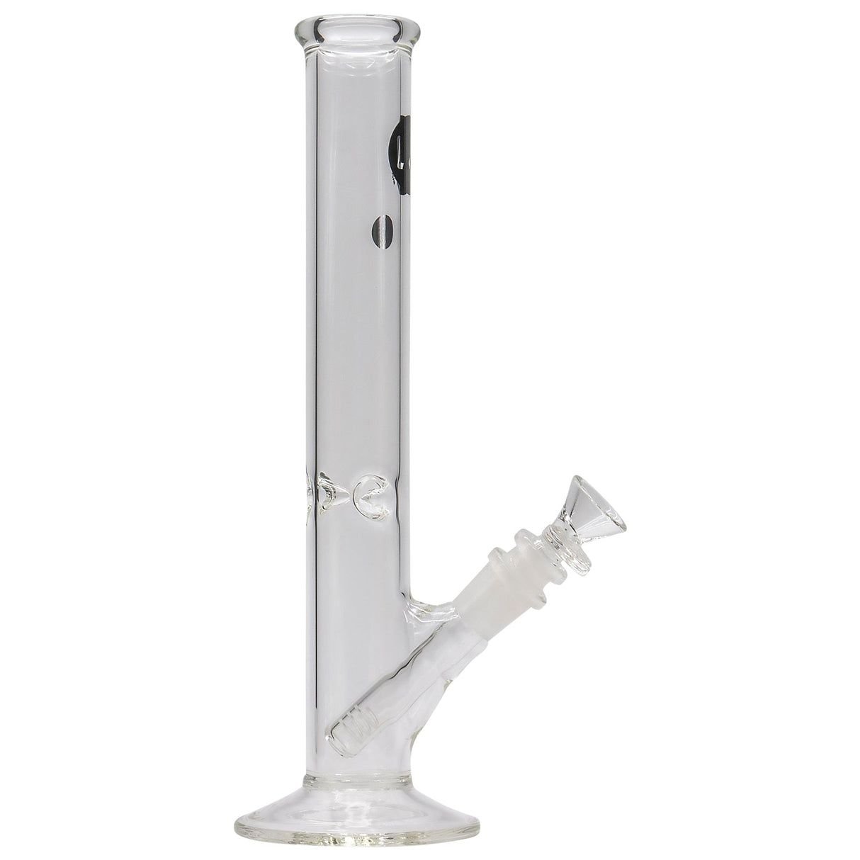 LA Pipes 12" Clear Straight Shot Bong with 14mm Female Joint, Side View on White Background