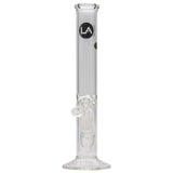 LA Pipes 12" Clear Straight Shot Bong, 38mm Diameter, Front View on White Background